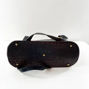 Brahmin Croc Embossed Leather Tote Handbag Purse Black Brown thumbnail 6