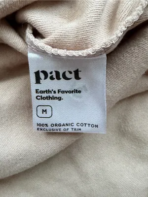 Pact Savannah Organic Cotton Short Sleeve Pullover Hoodie Sweatshirt Beige M thumbnail 5