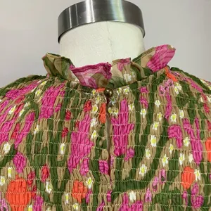Entro Saturday In The Park Floral Mini Smocked Dress Size Small thumbnail 9