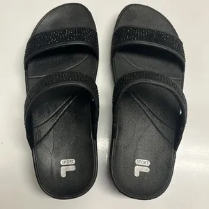 Fila Sport Black Glittered Two-Strap Slip-On Platform Sandals- 8M thumbnail 2