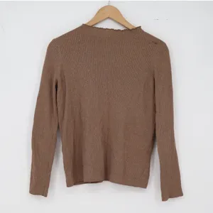 Uniqlo Sweater Womens L Brown Metallic Ribbed Mock Neck Good thumbnail 5