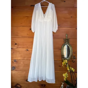 NWT Lulus Enchant My Love White Long Sleeve Maxi Dress Bridal Bide Wedding Sz S thumbnail 6