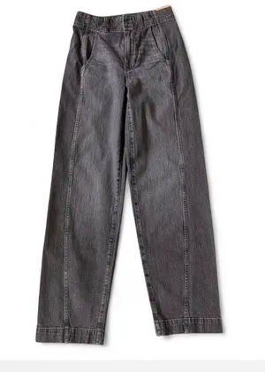 Madewell Women's Denim Tapered Trousers Button Zip Flat Front Size 24 thumbnail 1