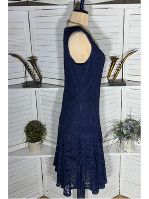 NWT Julian Taylor blue floral lace dress fit flare cocktail mod whimsigoth glam thumbnail 3