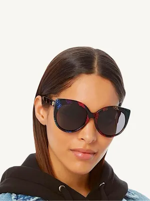 Gucci GG0327S Rainbow Glitter Sunglasses Black Cat Eye New Full Set Box thumbnail 5