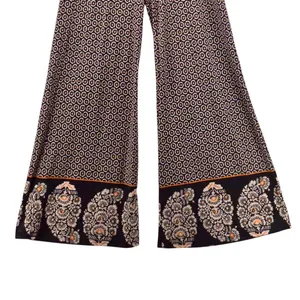 Wide Leg Boho Swim Cover Up‎ Pants Black Large thumbnail 5