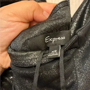 Express XS Black Metallic Sparkle Halter Mini Ruched Bodycon Tulle LBD Party Y2K thumbnail 9