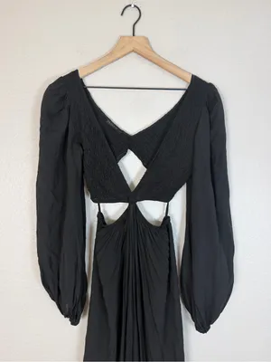 Indah Julie Solid Ruched Bodice Cutaway Maxi Dress Black Small $258 Revolve thumbnail 6