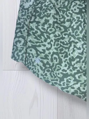 ATHLETA Sage Green Leopard Print Running Shorts | Dolphin Hem Lined thumbnail 6