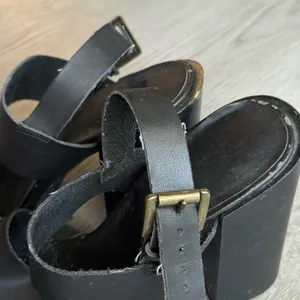 Women’s Black Faux Leather Platform Ankle Strap Heels thumbnail 7