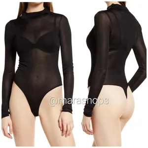 Good American Mock Neck Sheer Bodysuit thumbnail 3