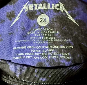 Metallica Men’s Ride the Lightning Band Logo Long Sleeve Tie- Dye T- Shirt thumbnail 6