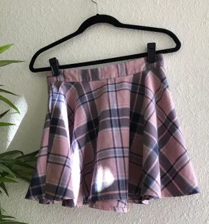Aeropostale Pink blue plaid mini short pleated flounce skirt Early 2000s (size S) thumbnail 2