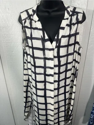 Crosby Black and White Button Down Dress Size Large EUC thumbnail 7