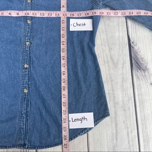 Solutions Denim Christmas Holiday Denim Button Up Shirt Embroidered‎ Small Ugly thumbnail 6