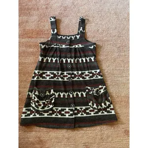 Women’s Boho Knit Mini Sleeveless Tunic Geometric Print Button Up Two Pockets thumbnail 2