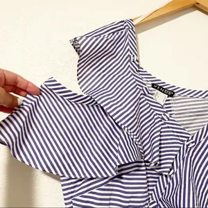 Venus Striped Ruffle‎ Top | Coastal Granddaughter | Cottagecore Preppy Size 12 thumbnail 3