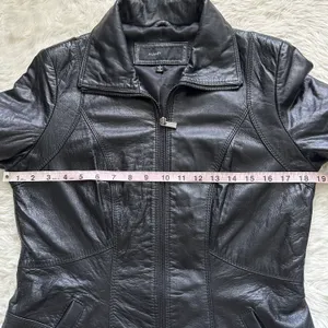 Avanti Jacket Genuine Leather Full Zip Up Collared Vintage Black S thumbnail 10