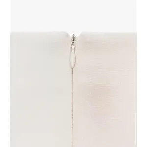 Zara Women Cream Button Front Midi Skirt Gold Brooch Contrast Waistband‎ Slit XL thumbnail 7