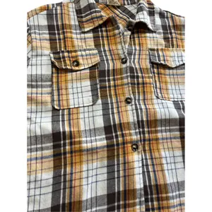 BIBI Plaid Flannel Button Up Yellow Black Size Large Cabin Outdoors Western thumbnail 3