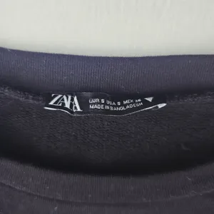 Zara Black Mini Dress Short Puff Sleeve Crew Neck Casual Comfy‎ Women's Small thumbnail 4