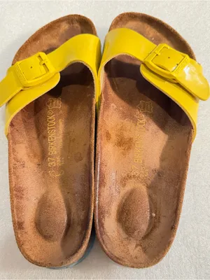 Birkenstock Yellow Patent Single-Strap Slide Sandals thumbnail 3