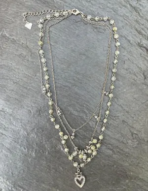 Free People Vtg cookie lee classic layered silver diamond necklace thumbnail 3