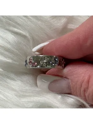 Ring Butterflies Silver Tone With Clear Pink Purple Crystals Size 7 thumbnail 6