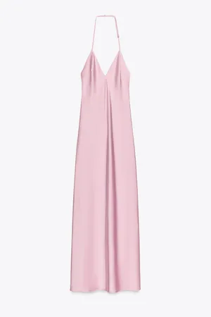 Zara Satin Pink Slip Maxi Dress thumbnail 5