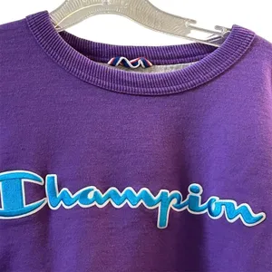 Champion Women's Large‎ Purple Crewneck Sweatshirt Spell Out Logo thumbnail 6