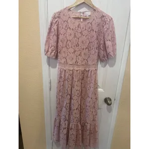 Fleur de Lis Lace Midi Dress BY SUGARLIPS MAUVE COLOR SIZE M thumbnail 12