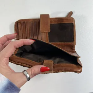 Valenca Holland Brown Woven Distressed Leather‎ Wallet Credit Card ID Holder thumbnail 8