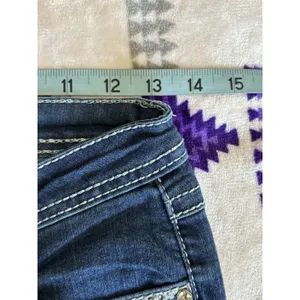 Earl Jeans‎ Med Wash Low Rise Skinny Bootcut Denim Jeans Size 1 Embroidered Gems thumbnail 8