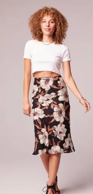 Womens Rho Black Floral Slip Skirt thumbnail 1