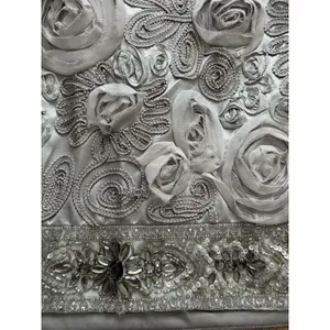 Sue Wong Nocturne NWT Embellish Beaded Rosette Dress 6‎ Platinum Silver Metallic thumbnail 5