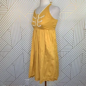 Anthropologie Floreat‎ Anchors Aweigh Dress Halter Embroidered Yellow Size 4 thumbnail 4