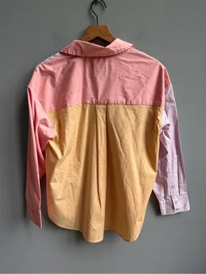 Abercrombie & Fitch Oversized Poplin Pastel Colorblock Button Up Shirt Small thumbnail 8