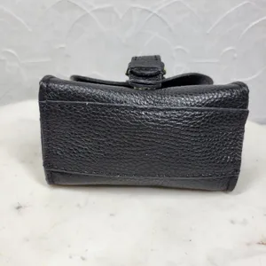Vintage Italian Mini Black Leather Top Handle Bag Gold Buckle Made in Italy thumbnail 4