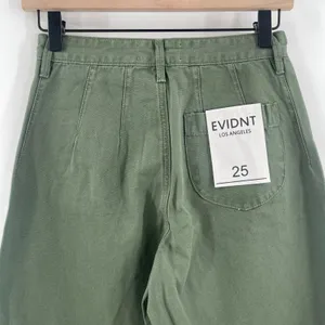 EVIDNT Pants Size 25 Cropped Chino Wide Leg High Waist NWT Green 100% Cotton thumbnail 7