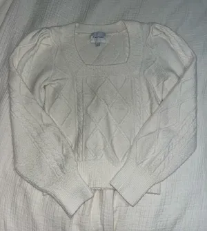 Boutique White square neck sweater thumbnail 1