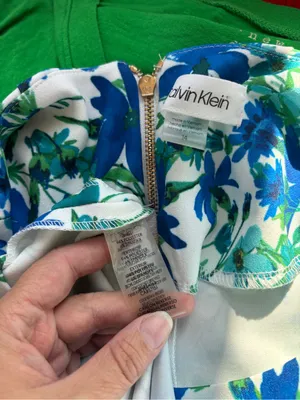 CK Blue Floral Short Sleeve Formal Work Dress thumbnail 10