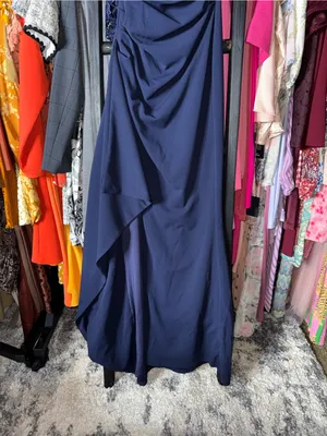 BABYBOO Zafira Navy Strapless Draped High Slit Maxi Dress Womens XS New NWT thumbnail 9