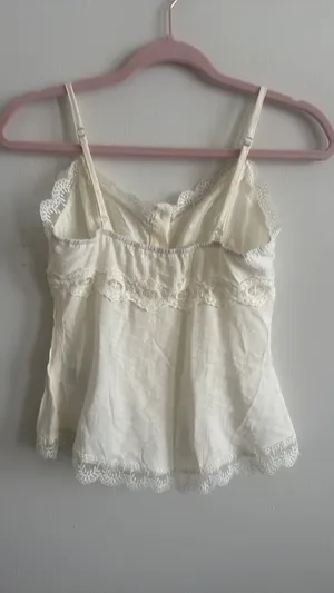 Lace Cream Cami Button Up Y2K Spaghetti Strap Corset  thumbnail 2