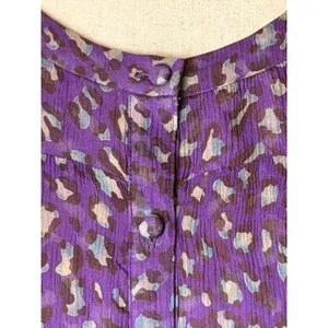 Bryan Bradley Shirt Women Small Purple‎ Leopard Print Silk Button Front Blouse thumbnail 8