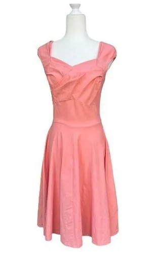 MUXXN Peach 50s Style Swing Fit Flare Cap Sleeve Dress Rockabilly Sz Small‎ thumbnail 1