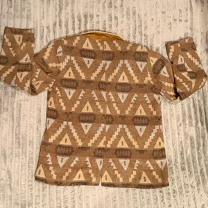 Miss Me Southwestern Tribal Aztec Blazer Brown Faux Suede Trim XL MJ0716L thumbnail 8