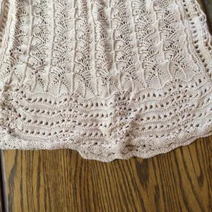 Miss Me Pointelle Crochet Cowl Neck Sweater Tank in Ecru sz small EUC thumbnail 3