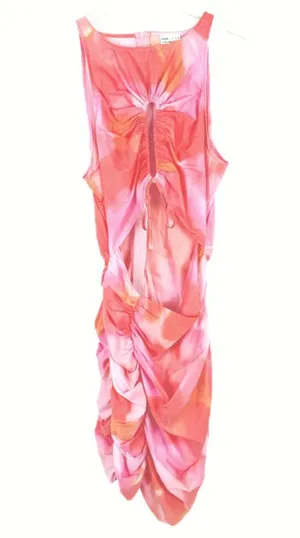 As Seen On Screen LUXE x MILLIE Ruched Mini Dress with Keyhole in Marble Print Size 12 EUC thumbnail 1