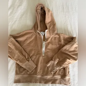 Aerie Tan Half-Zip Hoodie thumbnail 2