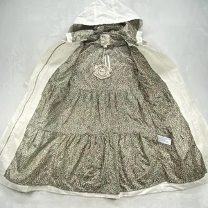 Tulle Hooded Trench Coat Floral Lined‎ Lightweight Jacket White XS thumbnail 5